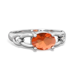 Fire Opal Links 14K White Gold ring R4032