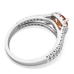 Fire Opal Pave Halo 14K White Gold ring R5490