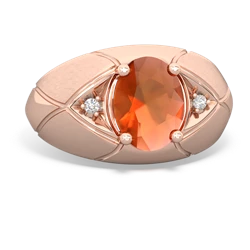 Fire Opal Men's Crossroads 14K Rose Gold ring R0361