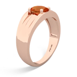 Fire Opal Men's Two Lane 14K Rose Gold ring R0363