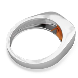 Fire Opal Men's Emerald-Cut Bezel 14K White Gold ring R0410