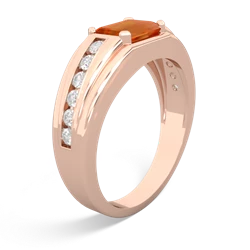 Fire Opal Men's Diamond Channel 14K Rose Gold ring R0500