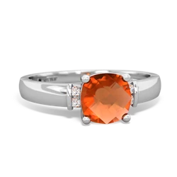 Fire Opal Simply Elegant Cushion 14K White Gold ring R2489