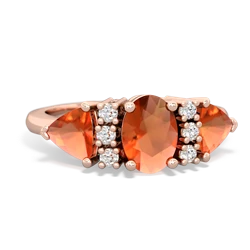 Fire Opal Antique Style Three Stone 14K Rose Gold ring R2186