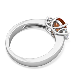 Fire Opal Diamond Three Stone Round Trellis 14K White Gold ring R4018