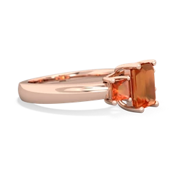 Fire Opal Three Stone Emerald-Cut Trellis 14K Rose Gold ring R4021