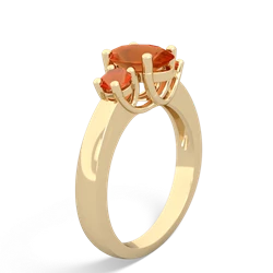 Fire Opal Three Stone Oval Trellis 14K Yellow Gold ring R4024