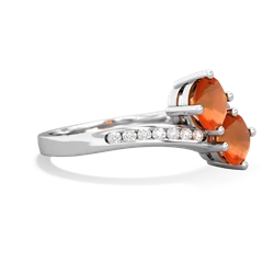 Fire Opal Channel Set Two Stone 14K White Gold ring R5303