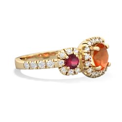 Fire Opal Regal Halo 14K Yellow Gold ring R5350