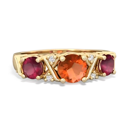 Fire Opal Hugs And Kisses 14K Yellow Gold ring R5016