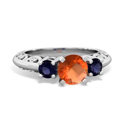 Fire Opal Art Deco Eternal Embrace Engagement 14K White Gold ring C2003