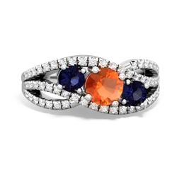 Fire Opal Three Stone Aurora 14K White Gold ring R3080