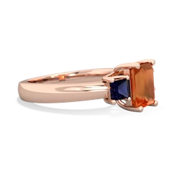 Fire Opal Three Stone Emerald-Cut Trellis 14K Rose Gold ring R4021