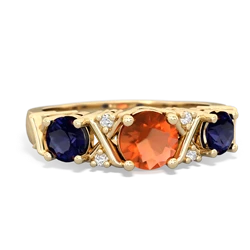 Fire Opal Hugs And Kisses 14K Yellow Gold ring R5016