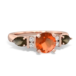 Fire Opal 6Mm Round Eternal Embrace Engagement 14K Rose Gold ring R2005