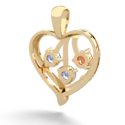 Fire Opal Glowing Heart 14K Yellow Gold pendant P2233