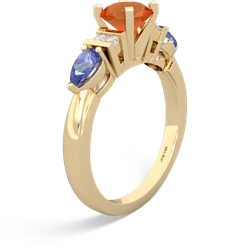 Fire Opal 6Mm Round Eternal Embrace Engagement 14K Yellow Gold ring R2005