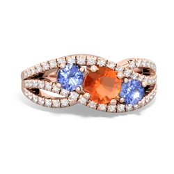 Fire Opal Three Stone Aurora 14K Rose Gold ring R3080