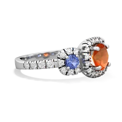 Fire Opal Regal Halo 14K White Gold ring R5350