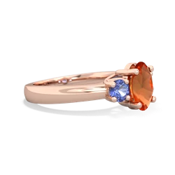 Fire Opal Three Stone Oval Trellis 14K Rose Gold ring R4024