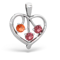 Fire Opal Glowing Heart 14K White Gold pendant P2233