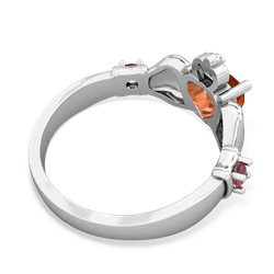 Fire Opal Claddagh Keepsake 14K White Gold ring R5245