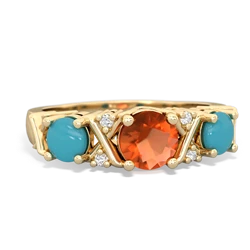 Fire Opal Hugs And Kisses 14K Yellow Gold ring R5016