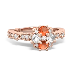 Fire Opal Sparkling Tiara Cluster 14K Rose Gold ring R26293RD