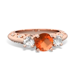 Fire Opal Art Deco Eternal Embrace Engagement 14K Rose Gold ring C2003