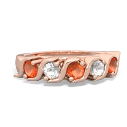 Fire Opal Anniversary Band 14K Rose Gold ring R2089