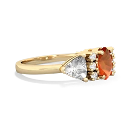 Fire Opal Antique Style Three Stone 14K Yellow Gold ring R2186