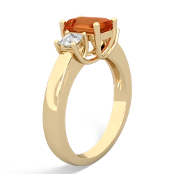 Fire Opal Three Stone Emerald-Cut Trellis 14K Yellow Gold ring R4021