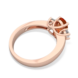 Fire Opal Three Stone Oval Trellis 14K Rose Gold ring R4024