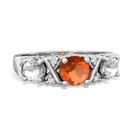 Fire Opal Hugs And Kisses 14K White Gold ring R5016