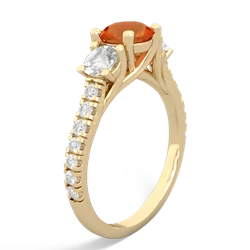 Fire Opal Pave Trellis 14K Yellow Gold ring R5500