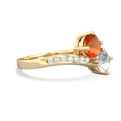 Fire Opal Channel Set Two Stone 14K Yellow Gold ring R5303