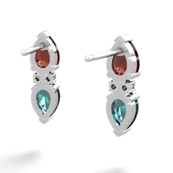 Garnet Bowtie Drop 14K White Gold earrings E0865