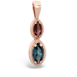 Garnet Antique-Style Halo 14K Rose Gold pendant P5700