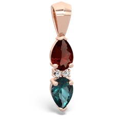 Garnet Bowtie Drop 14K Rose Gold pendant P0865