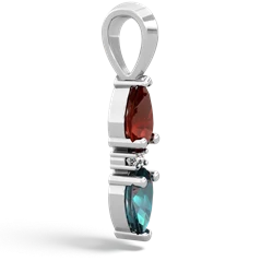 Garnet Bowtie Drop 14K White Gold pendant P0865