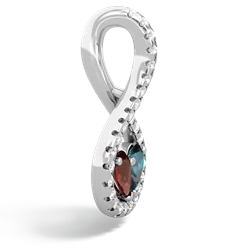 Garnet Pave Twist 'One Heart' 14K White Gold pendant P5360