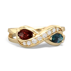 Garnet Diamond Infinity 14K Yellow Gold ring R5390