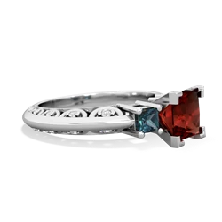 Garnet Eternal Embrace Engagement 14K White Gold ring C2001