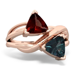 Garnet Split Band Swirl 14K Rose Gold ring R2341