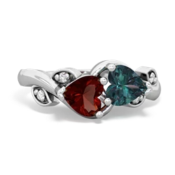 Garnet Floral Elegance 14K White Gold ring R5790