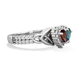 Garnet Celtic Knot Two Hearts As One 14K White Gold ring R2644HRT