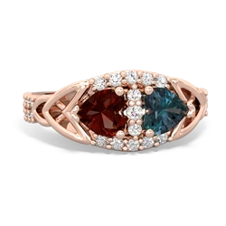 Garnet Sparkling Celtic Knot 14K Rose Gold ring R2645