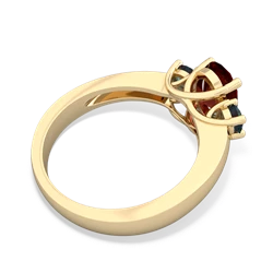 Garnet Three Stone Oval Trellis 14K Yellow Gold ring R4024