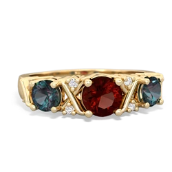 Garnet Hugs And Kisses 14K Yellow Gold ring R5016