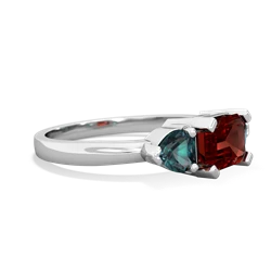 Garnet Three Stone 14K White Gold ring R5235